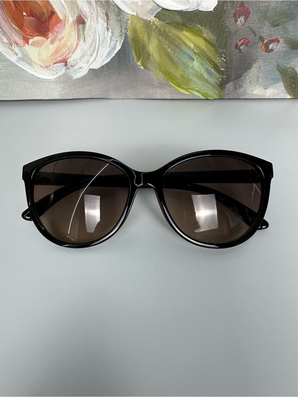 Ann Taylor Black Oversized Sunglasses Brown Gradient Lenses Tortoise Temples